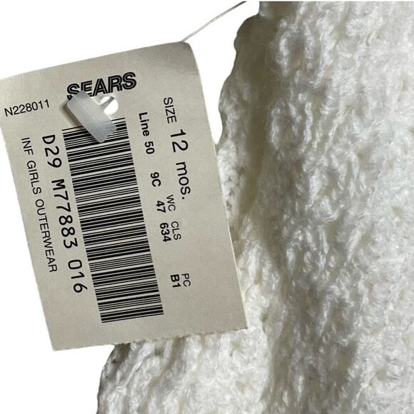 Sears Vintage White Sweater Hoodie Baby Jacket Deadstock 12M - Picture 6 of 11